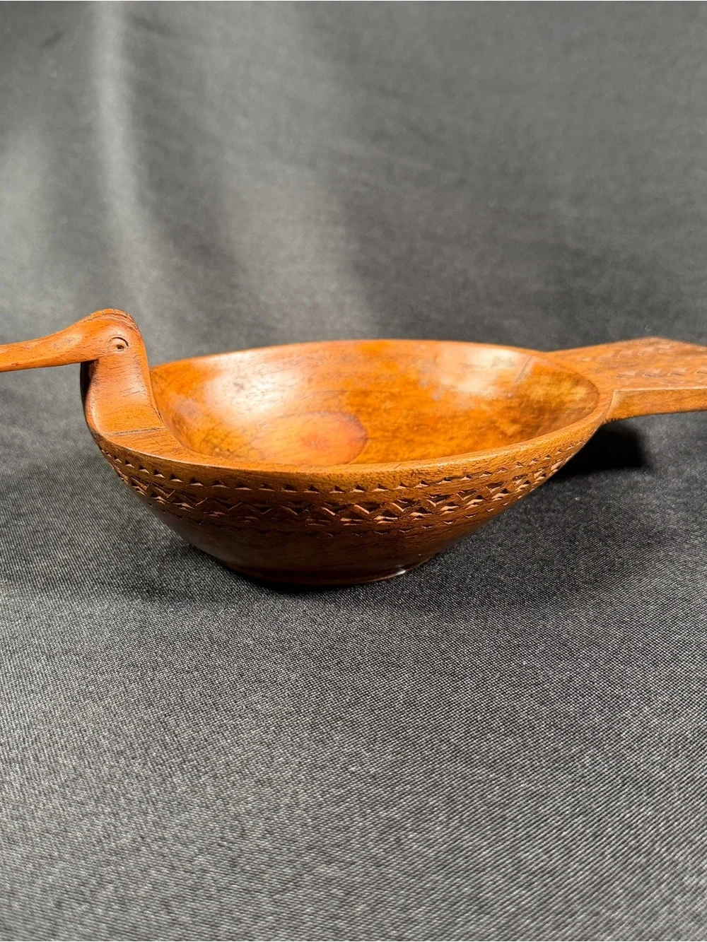 Hand-Carved Wooden Duck Bowl Mid Century Folk Art Yugoslavian Treen Tray